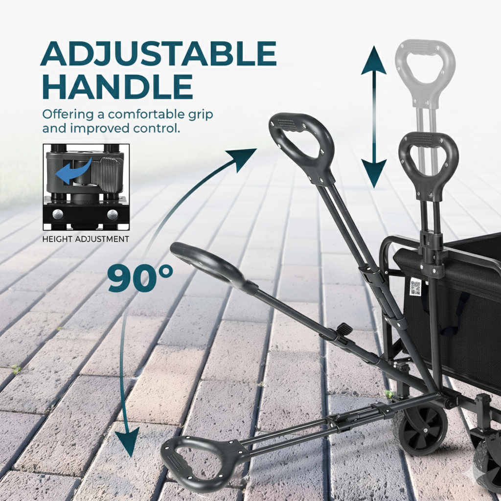 Collapsible Foldable Wagon Cart | Heavy Duty All-Terrain Trolley with 360° Wheels & Adjustable Handle | 85kg & 200kg Capacity | Letz Kart® | Brown, Black & Blue Colors