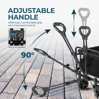 Collapsible Foldable Wagon Cart | Heavy Duty All-Terrain Trolley with 360° Wheels & Adjustable Handle | 85kg & 200kg Capacity | Letz Kart® | Brown, Black & Blue Colors