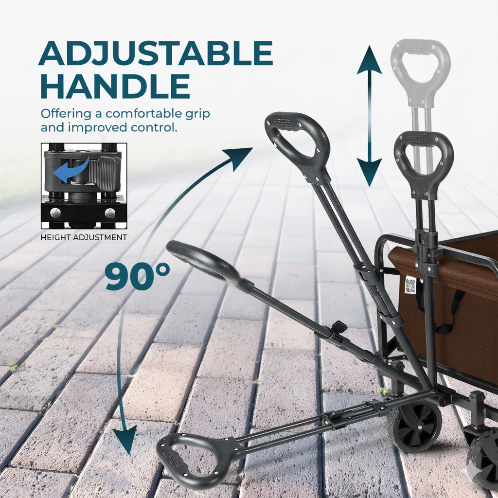 Collapsible Foldable Wagon Cart | Heavy Duty All-Terrain Trolley with 360° Wheels & Adjustable Handle | 85kg & 200kg Capacity | Letz Kart® | Brown, Black & Blue Colors