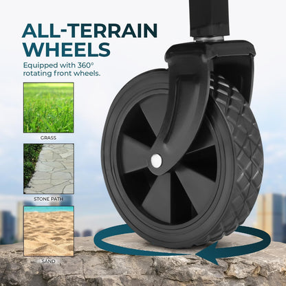 Collapsible Foldable Wagon Cart | Heavy Duty All-Terrain Trolley with 360° Wheels & Adjustable Handle | 85kg & 200kg Capacity | Letz Kart® | Brown, Black & Blue Colors