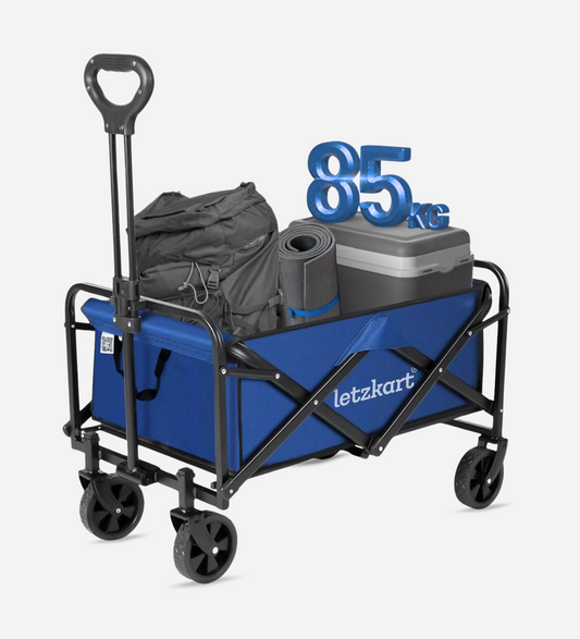 Collapsible Foldable Wagon Cart – Heavy Duty All-Terrain Trolley with 360° Wheels & Adjustable Handle – 85kg Capacity | Letz Kart®